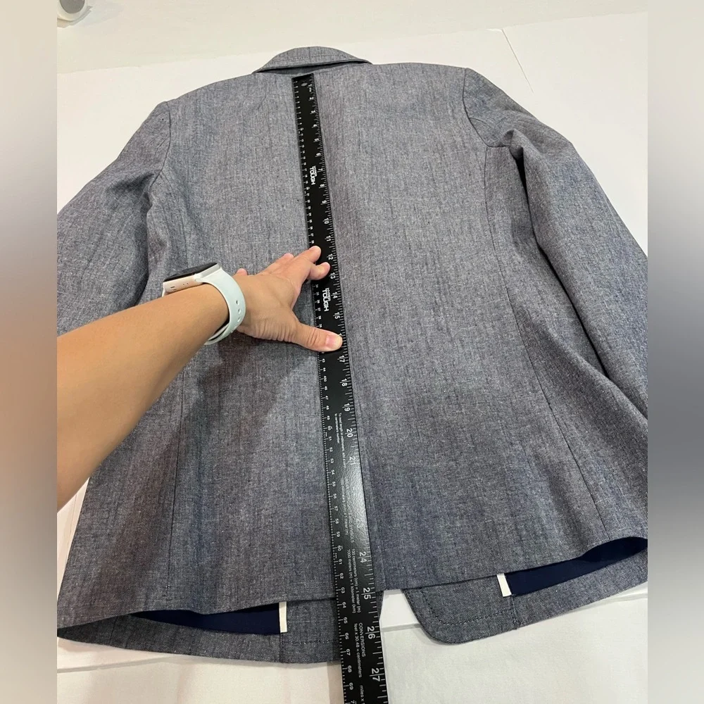 LIKE NEW J. Crew Regent Chambray Cotton Suit Jacket Blazer Coat 2 TALL